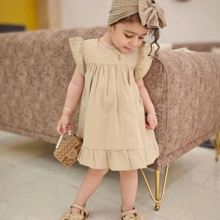پیراهن تابستونی دخترانه لنین رنگی اماده ارسال