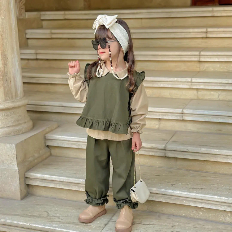 بلوز شلوار و رویه دخترانه پاییزی مدل ستین
