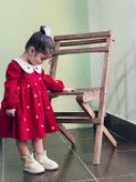 پیراهن مخمل کبریتی قلب گلدوزی